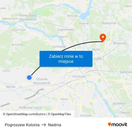 Pogroszew Kolonia to Nadma map