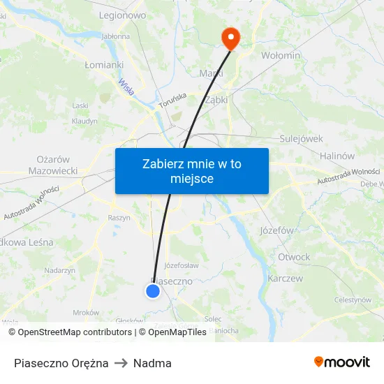 Piaseczno Orężna to Nadma map