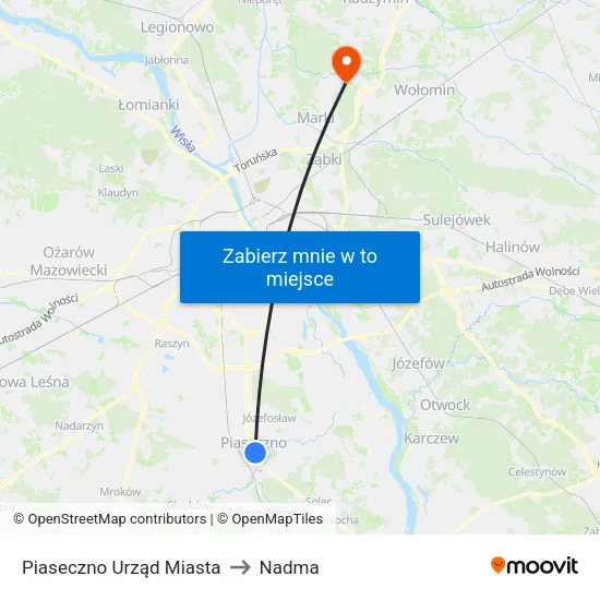 Piaseczno Urząd Miasta to Nadma map