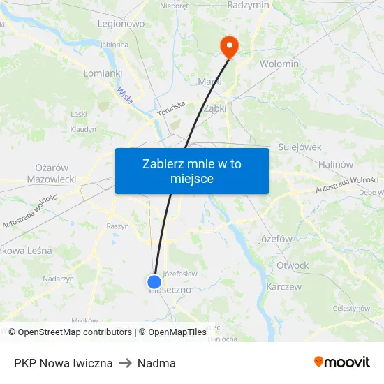 PKP Nowa Iwiczna to Nadma map