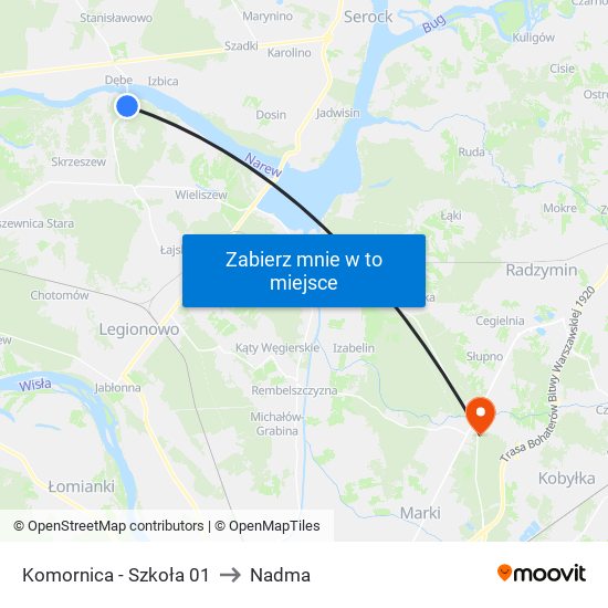 Komornica - Szkoła 01 to Nadma map