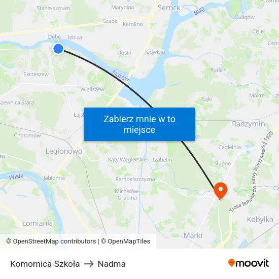 Komornica - Szkoła to Nadma map