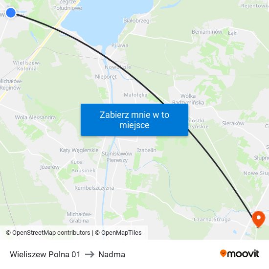 Wieliszew Polna to Nadma map