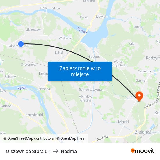 Olszewnica Stara to Nadma map