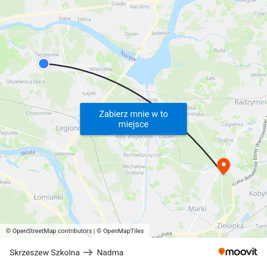 Skrzeszew Szkolna to Nadma map