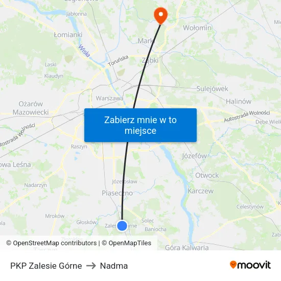 PKP Zalesie Górne to Nadma map