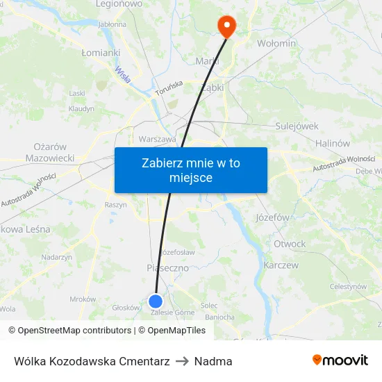 Wólka Kozodawska Cmentarz to Nadma map