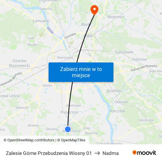 Zalesie Górne Przebudzenia Wiosny to Nadma map