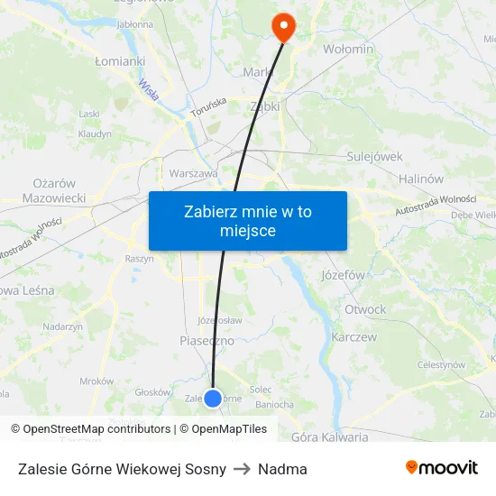 Zalesie Górne Wiekowej Sosny to Nadma map