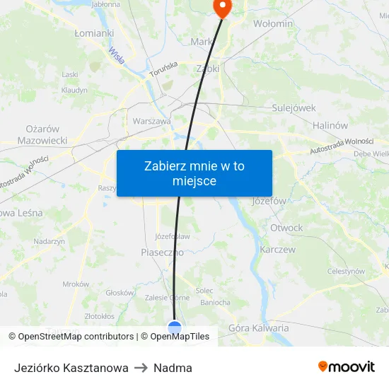 Jeziórko Kasztanowa to Nadma map