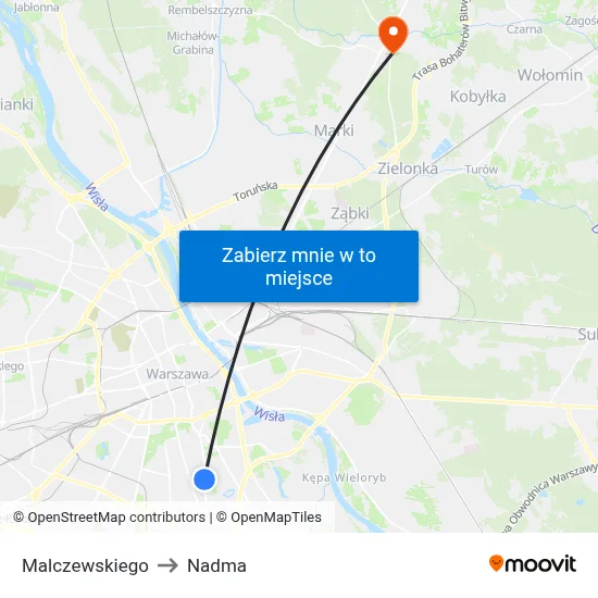 Malczewskiego to Nadma map