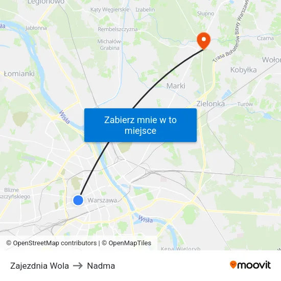 Zajezdnia Wola to Nadma map