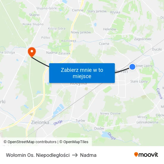 Wołomin Os. Niepodległości to Nadma map