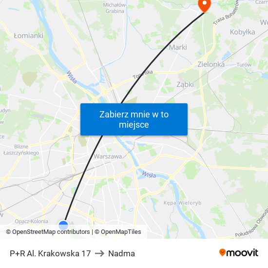 P+R Al. Krakowska 17 to Nadma map