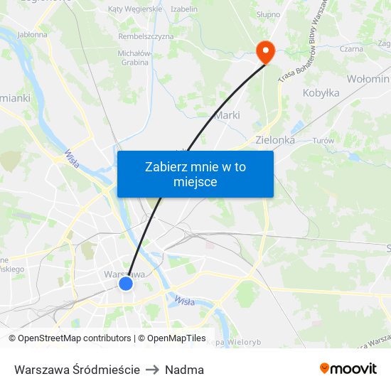 Warszawa Śródmieście to Nadma map