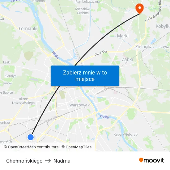 Chełmońskiego to Nadma map