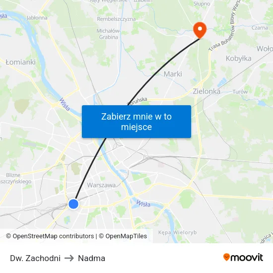 Dw. Zachodni to Nadma map