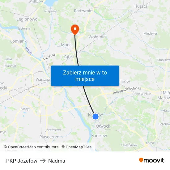PKP Józefów to Nadma map