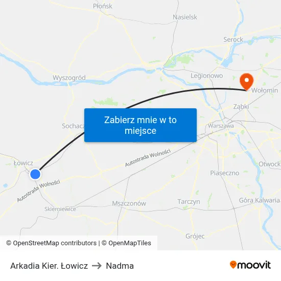 Arkadia Kier. Łowicz to Nadma map