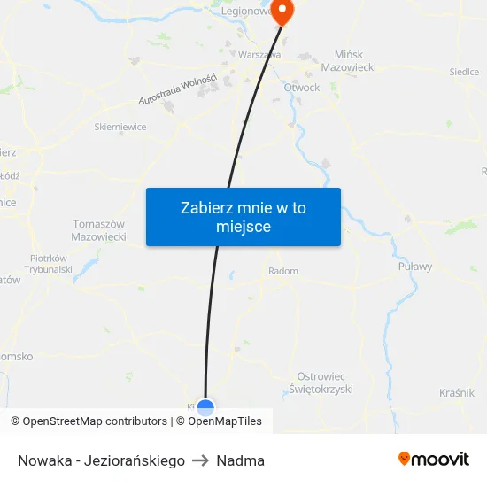 Nowaka - Jeziorańskiego to Nadma map