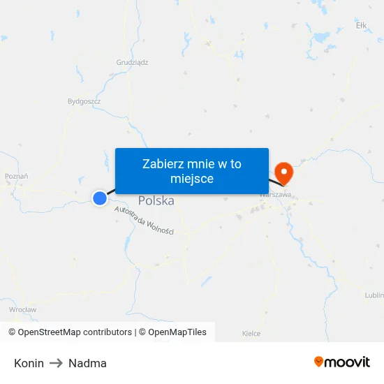 Konin to Nadma map
