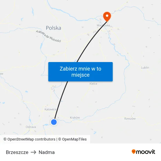 Brzeszcze to Nadma map