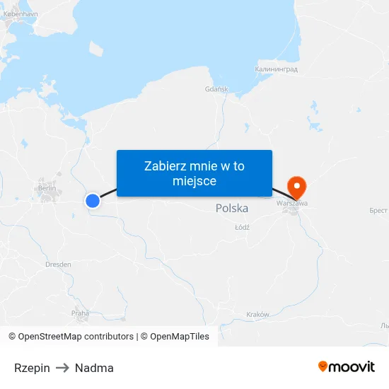 Rzepin to Nadma map
