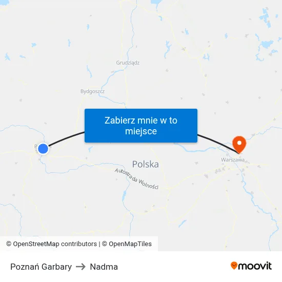 Poznań Garbary to Nadma map