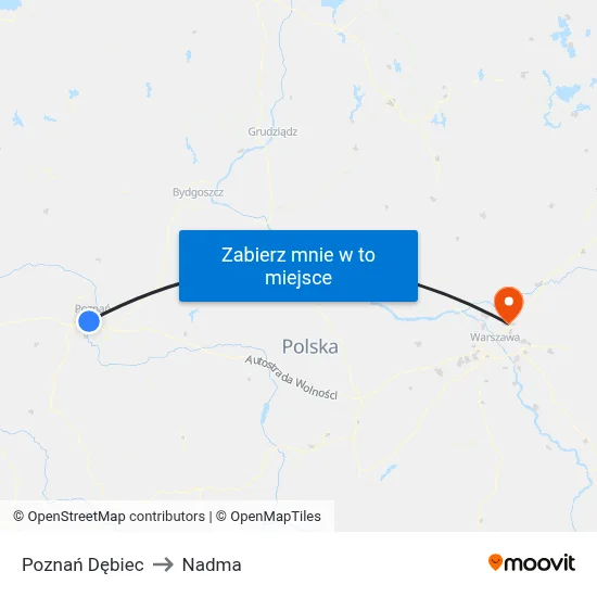 Poznań Dębiec to Nadma map