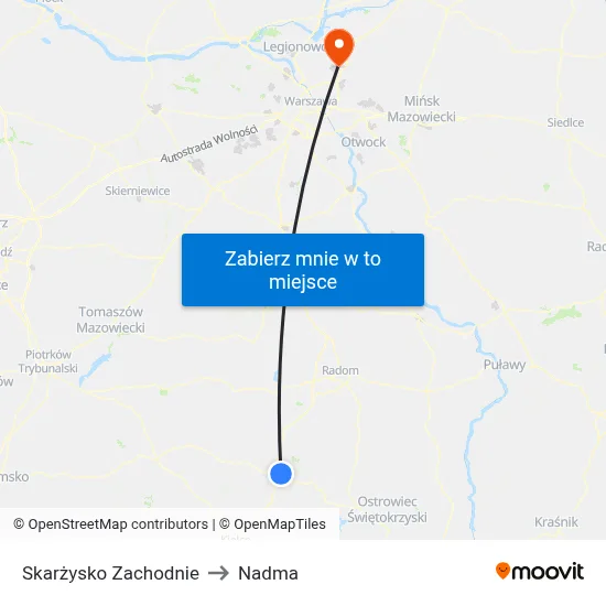 Skarżysko Zachodnie to Nadma map