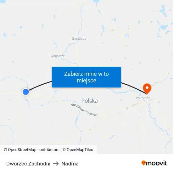 Dworzec Zachodni to Nadma map