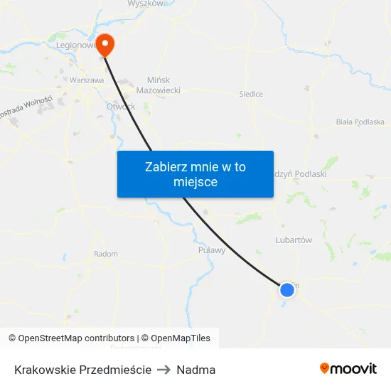 Krakowskie Przedmieście to Nadma map
