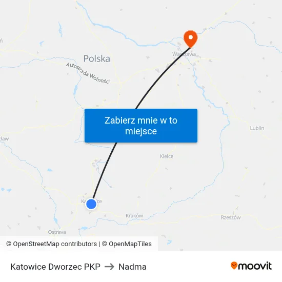Katowice Dworzec PKP to Nadma map