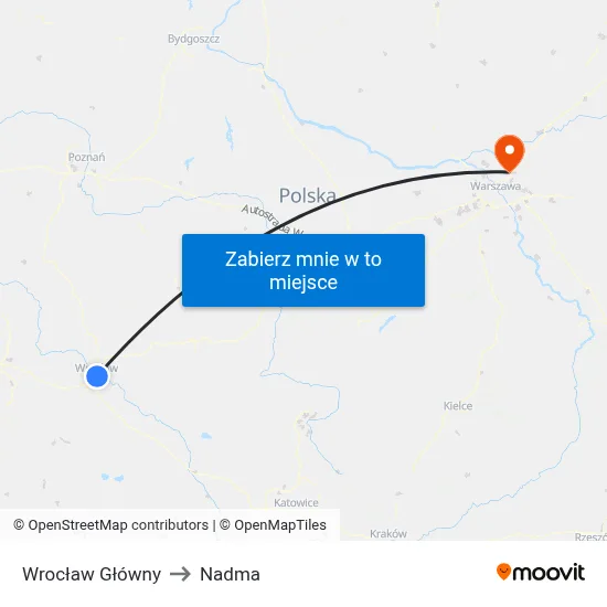 Wrocław Główny to Nadma map