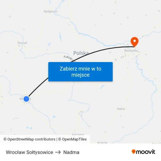 Wrocław Sołtysowice to Nadma map