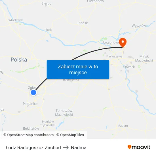 Łódź Radogoszcz Zachód to Nadma map