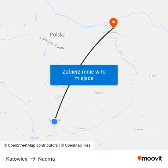 Katowice to Nadma map