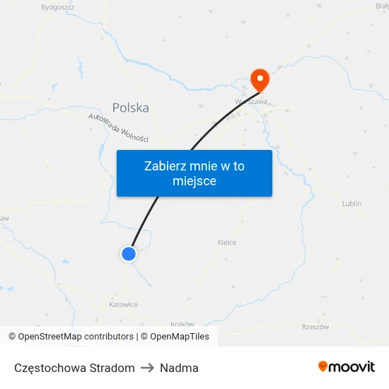 Częstochowa Stradom to Nadma map