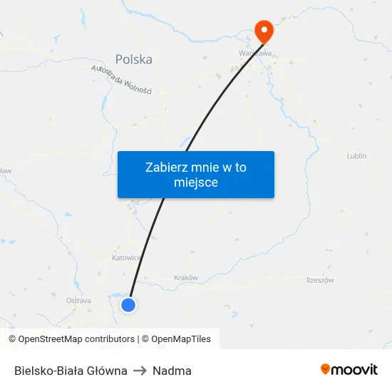 Bielsko-Biała Główna to Nadma map