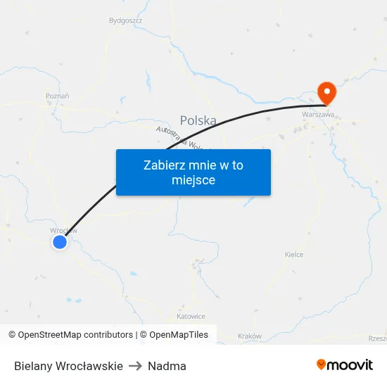 Bielany Wrocławskie to Nadma map
