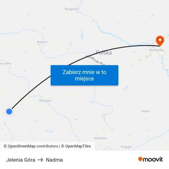 Jelenia Góra to Nadma map