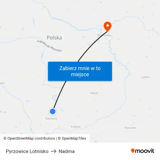 Pyrzowice Lotnisko to Nadma map