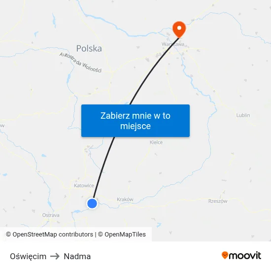 Oświęcim to Nadma map