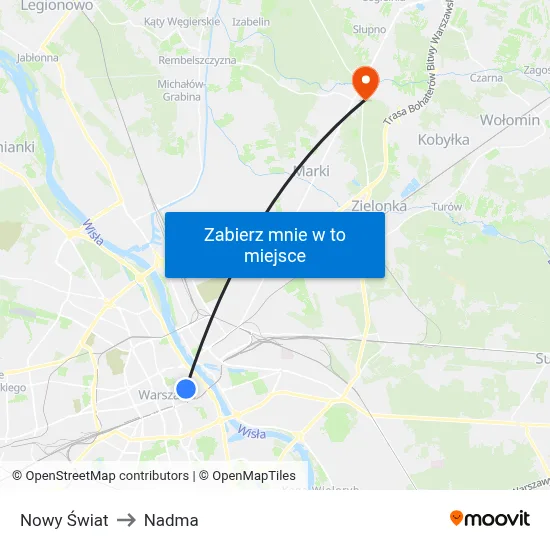 Nowy Świat to Nadma map