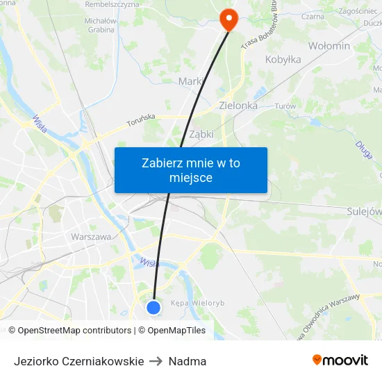 Jeziorko Czerniakowskie to Nadma map