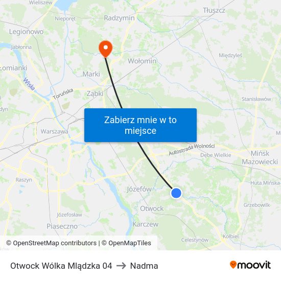 Otwock Wólka Mlądzka to Nadma map