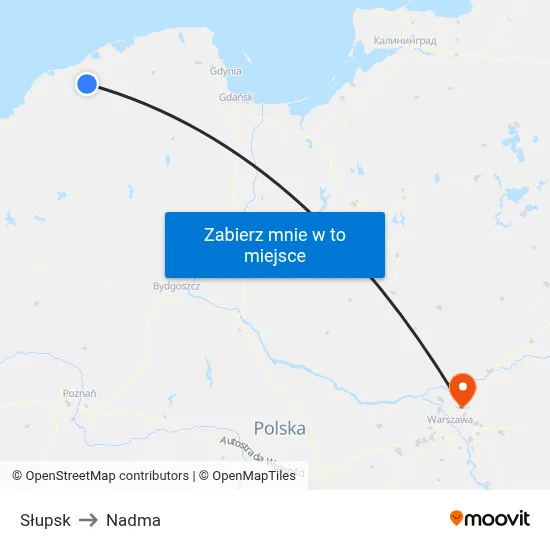 Słupsk to Nadma map