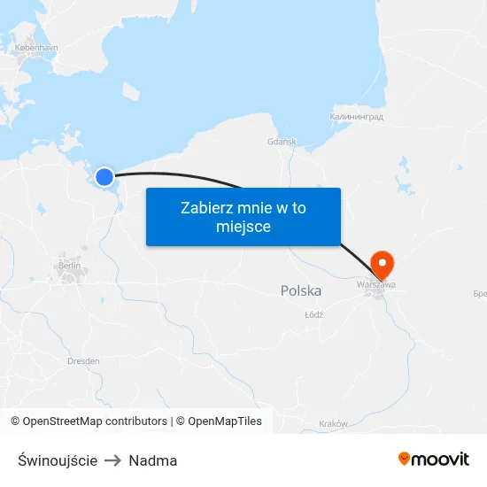 Świnoujście to Nadma map