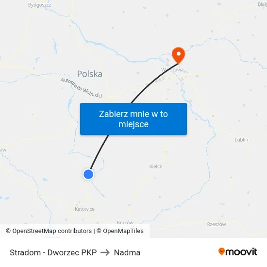 Stradom - Dworzec PKP to Nadma map