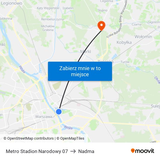 Metro Stadion Narodowy 07 to Nadma map